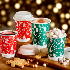 12oz Red Double Wall Recyclable Festive Cups (Qty 100)
