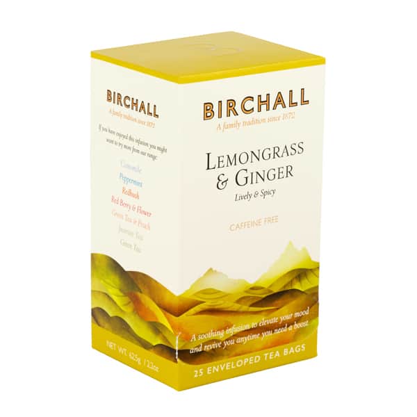 Birchall Lemongrass & Ginger Tea 25 Enveloped Tea Bags - Image 2